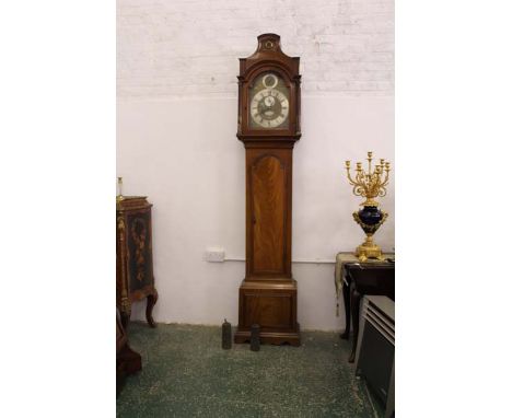 John Bright, London - A George III mahogany longcase clock, the 12" dial with silvered chapter, seconds and subsidiary date a