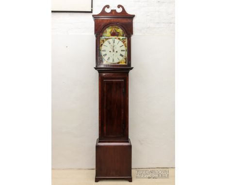 Scottish Interest - A large longcase clock, the painted dial marked William West Glasgow with demi lune top painted with High