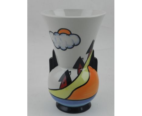 Lorna Bailey, England. An Art Deco style ceramic vase, with Somerville colourway design.