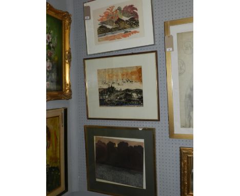 James Osbourne, Bar-Tailed Godwits, engraving 15/30, signed and titled in pencil, 30 x 44cm, together with two other works 