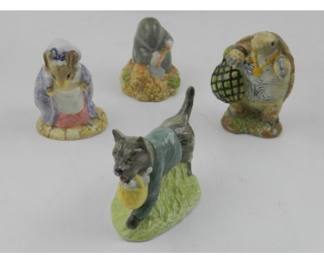 Royal ALbert, England. A set of four Beatrix Potter ceramic figures, to include John Joiner, Diggory Diggory Delvit, etc. 