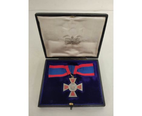 George V. Royal Red Cross 2nd class silver &amp; enamel medal with original ribbon in fitted case by Garrard &amp; Co ltd.