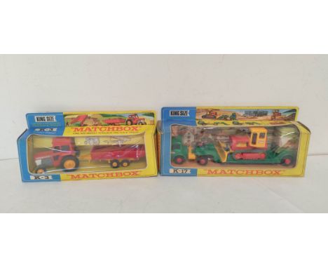 Two vintage 1960s boxed Matchbox Kingsize model vehicles to include a Massey Ferguson Tractor &amp; Trailer K-3 &amp; a Low L