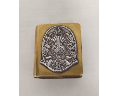 Unusual vintage brass flip out lighter in the form of a book, with applied Central Police Scotland plaque, depicting a crowne