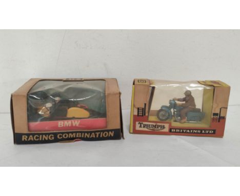 Two boxed vintage 1960s 1:32 scale Britains Ltd motorcyclist figures to include a Triumph Thunderbird 650cc 9686 &amp; a BMW 