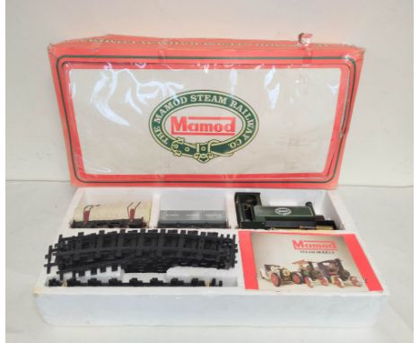 Vintage Mamod Steam Railway Co model locomotive. Complete with box, booklets and 0 gauge track. 
