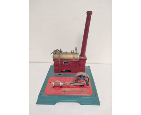 Vintage German Marklin model 4095 horizontal stationary steam engine of die cast construction. Good overall condition althoug