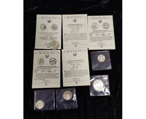 USA. Mixed silver coins to include a .900 grade 1787-1987 Constitutional Dollar, a 1982 George Washington half dollar &amp; a