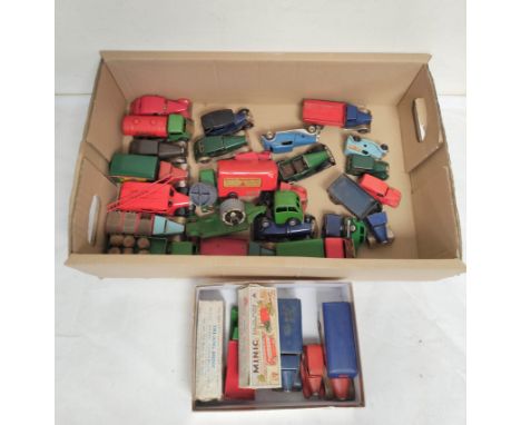 Collection of vintage boxed and loose Tri-ang Minic clockwork vehicles, some pre war, to include a Minic Transporter in red o