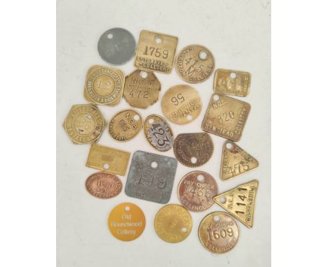 Collection of brass colliery pit checks &amp; retailers tokens to include Newstead Colliery, Coatgrave etc. (21) 