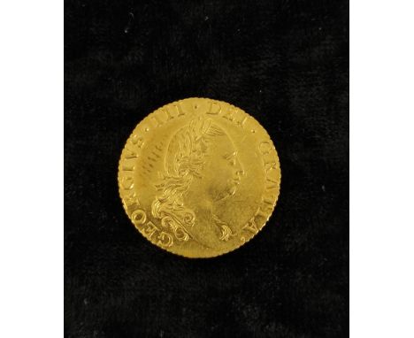 United Kingdom.&nbsp;George III 1786 gold Spade Half Guinea. 5th portrait. EF 4.1g 