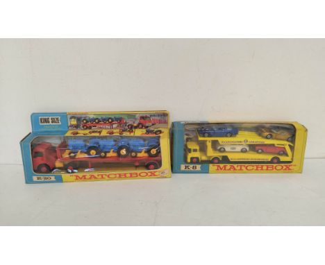 Two vintage 1960s boxed Matchbox Kingsize model vehicles to include a Tractor Transporter K-20 &amp; a Car Transporter K-8. (