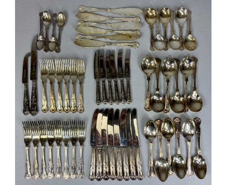 CANTEEN OF KING'S PATTERN EPNS CUTLERY, approx. 56 pieces, and King's Pattern silver handled bread knife and cheese knifeProv