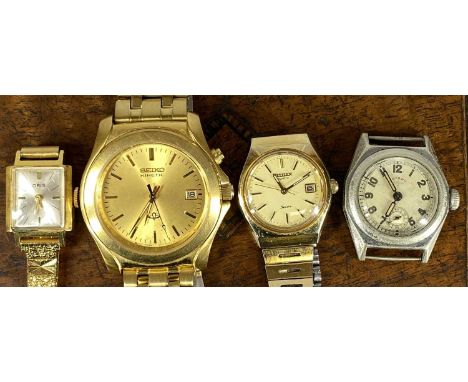 GROUP OF WRISTWATCHES including Seiko Kinetic gold-plated gentlemen's wristwatch, Citizen Quartz Seven gold-plated ladies' br