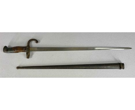 FRENCH 1874 PATTERN 'GRAS' BAYONET, 52.5cms blade of tapering T form, spine inscribed '1876', cross guard with forward facing
