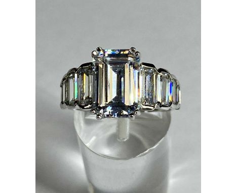 9CT WHITE GOLD DRESS RING, set with large cubic zirconia stones, size P, 5.9gmsProvenance: private collection Denbighshire