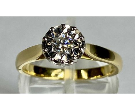 18CT GOLD PRINCESS CUT SOLITAIRE DIAMOND RING, approx. 0.40ct, size N, 3.5gmsProvenance: private collection Denbighshire