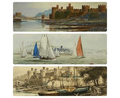 VARIOUS ARTISTS works on paper - including J. S. WRIGHT watercolour - pastel Conwy Castle and bridge from foreshore, signed a