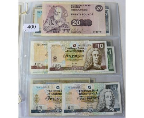 A Collection of Scottish Banknotes comprising: Clydesdale Bank Limited £20 1st March 1974, portrait of Lord Kelvin, vertical 