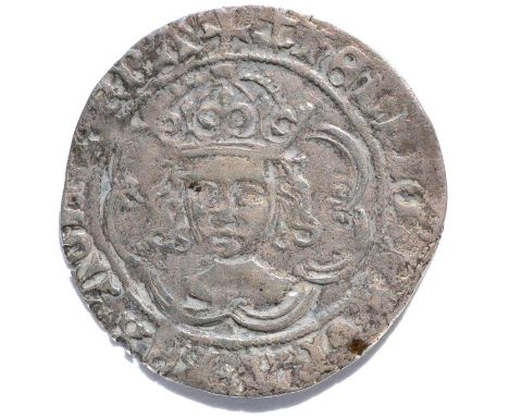 Henry VII Groat, facing bust type, London Mint, MM anchor; obv. crown with one jewelled & one plain arch; struck slightly off