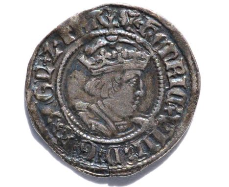 Henry VIII Silver Halfgroat, second Coinage (1526-44), Canterbury Mint, MM cross patonce; obv. HENRIC VIII D G  R AGL Z FRA a