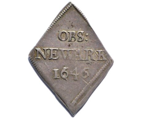 Charles I, Newark Besieged Silver Ninepence, obv. large double-arched crown dividing C R, value IX below, rev. OBS: NEWARK 16