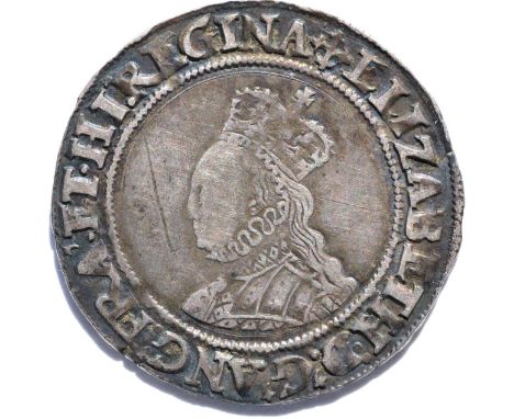 Elizabeth I Shilling second issue, MM cross crosslet, without rose or date, beaded & wire line inner circles, ET instead of Z