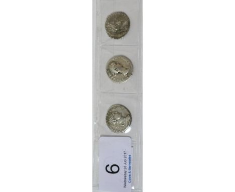 Roman Imperial, 3 x Silver Denarii comprising: Trajan rev. COS V P P S P Q R OPTIMO PRINC around Roma standing left holding V
