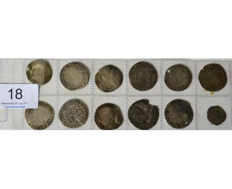Elizabeth I, 11 x Sixpences, comprising: third/fourth issue: 1564 MM pheon, 1565 MM rose, 1567 MM lion, 1568 MM coronet, 1570