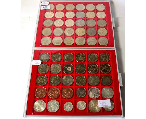 8 x Foreign Silver Coins comprising: France 50 francs 1976, 29.9g, .900 silver, Portugal 1000 escudos 1997, 28g, .500 silver,