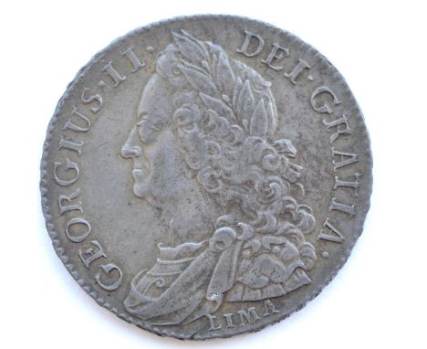 George II Halfcrown 1745 D.NONO LIMA, minor flecking o/wise good edge & surfaces, toned AVF/VF