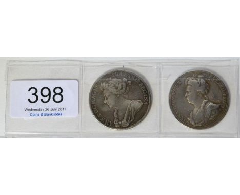 Anne, 2 x Commemorative Silver Medals: (1) Coronation 1702 official Coronation issue by J Croker, obv. ANNA. D:G: MAG: BR: FR