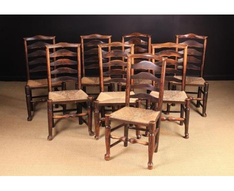 A Set of Eight Lancashire Bar-topped Ladder-back Chairs attributed to Billinge/Pemberton/Wigan, Circa 1780-1875. The curved, 