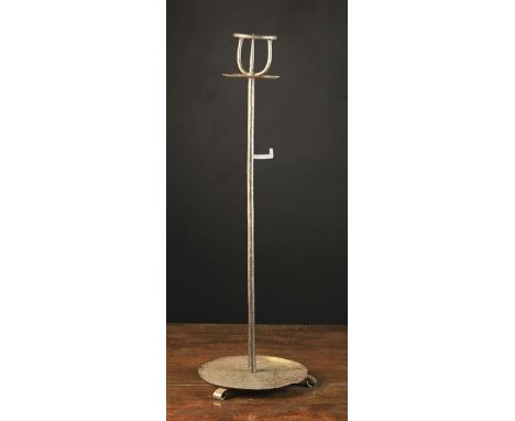 A Japanese Antique Shokudai Pricket Candlestand, 19th Century. The Pricket encircled by a ring on upswept arms above a circul