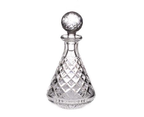WATERFORD CRYSTAL DECANTER AND STOPPER WITH STAR CUT BASE.HEIGHT: 10½ INCHES.DECANTER: 5 INCHES.IN GOOD CONDITION. 