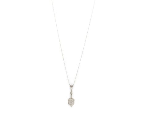 An Art Deco diamond pendant, with a series of pierced articulated collets, grain and millegrain set with eight cut diamonds, 