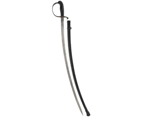 A GERMAN ARTILLERY OR INFANTRYMAN'S SWORD, 84.5cm sharply curved clean blade etched in Gothic Script IN TREUE FEST to either 