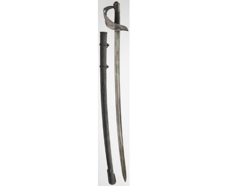 AN ITALIAN MODEL 1860 CAVALRY TROOPER'S SWORD, 89cm curved fullered blade, regulation steel hilt, cord bound grip, contained 