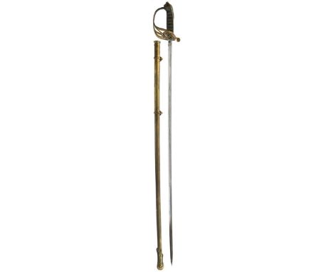 AN 1822 PATTERN GENERAL OFFICER'S LEVEE SWORD, 83.5cm clean blade etched with scrolling foliage, crowned VR cypher and crowne