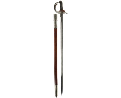 A SCARCE 1857 PATTERN 25TH REGIMENT OF FOOT (KING'S OWN BORDERERS) OFFICER'S SWORD, 86.5cm double fullered blade etched with 