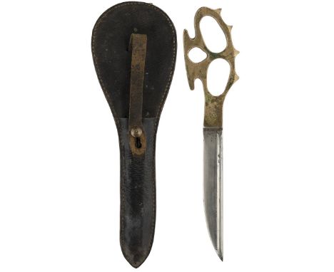 A RARE MIDDLE EAST DEATH'S HEAD COMMANDO KNIFE TO LT-COL E.J. KINVIG OBE 1ST AIRBORNE, 15cm pipe-backed blade, characteristic