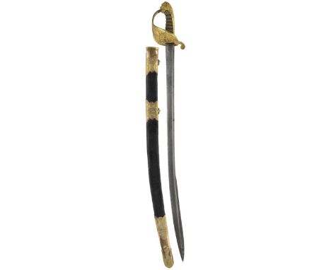 A GEORGIAN NAVAL OFFICER'S SWORD FOR AN ADMIRAL BY PROSSER, 79.5cm pipe-backed blade with large spear point etched with a mak