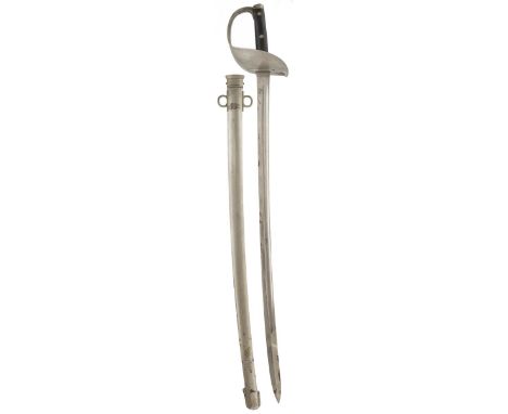 A PLATED 1899 PATTERN CAVALRY TROOPER'S SWORD, 85cm curved fullered plated blade with various Ordnance markings and dated 190
