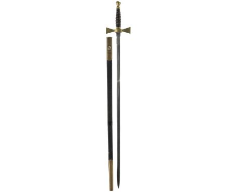 A MASONIC SMALL-SWORD, 76cm blade etched with a maker's panel at the forte for GEORGE KENNING & SPENCER KLTD, characteristic 