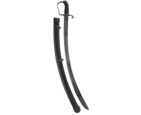 A 1796 PATTERN LIGHT CAVALRY NCO'S SWORD BY EGG, 82.5cm curved blade stamped EGG on the back edge, regulation steel stirrup h