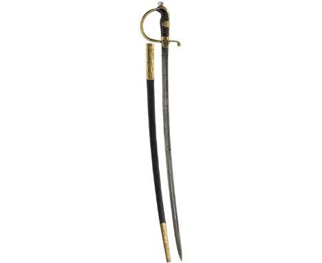 A FIRST WAR PERIOD TURKISH INFANTRY OFFICER'S SWORD, 70.5cm curved blade by JULIUS VOOS, etched with scrolling foliage, stand