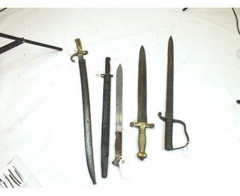 (NOT ILLUSTRATED) A CHASSEPOT BAYONET, dated 1873, together with a 1907 Pattern bayonet with various Ordnance and RAF marking