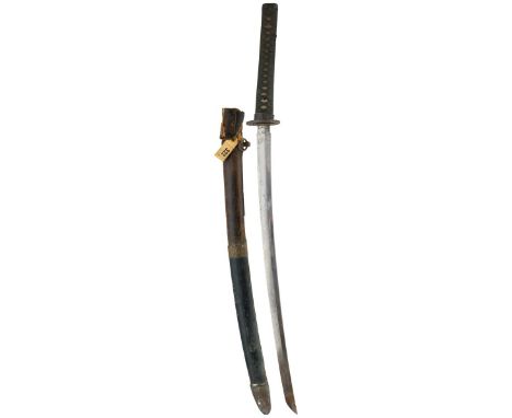 A JAPANESE KATANA, 61cm blade with one mekugi-ana and signature to the tang, further struck with a mark above the signature, 