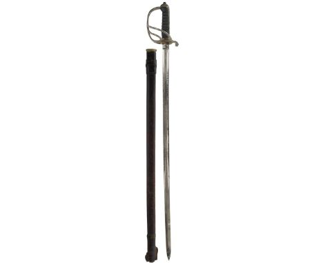 A ROYAL ARTILLERY OFFICER'S SWORD, 83.5cm plated blade with traces of etched decoration including Royal Arms and ARTILLERY, p