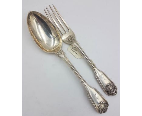 Matching Georgian Silver King's Pattern Spoon and Fork, Hallmarked London c.1832 by Walter Tweedie, c.190grams